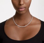 Swarovski collie Matrix Tennis necklace, Round cut, White, Rhodium plated - 5681796