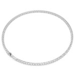 Swarovski collie Matrix Tennis necklace, Round cut, White, Rhodium plated - 5681796