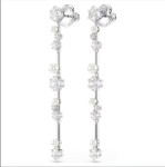 Swarovski øredobber Constella drop earrings Crystal pearl, Round cuts, White, Rhodium plated - 5705614