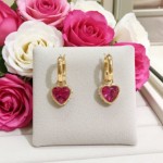 Swarovski øredobber Chroma drop Heart, Red, Gold-tone plated - 5684760