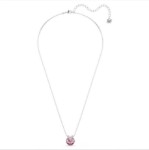 Swarovski smykke Bella V pendant Round cut, Pink, Rhodium plated - 5724289