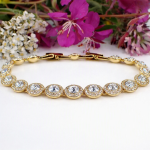 Swarovski armbånd Una Angelic Tennis bracelet Round cut, Pavé, Medium, White, Gold-tone plated - 5505469