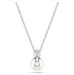 Swarovski smykke Matrix Crystal pearl, Round cut, White, Rhodium plated - 5693897