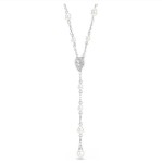 Swarovski collier Ariana Grande x Swarovski Y necklace Crystal pearl, Mixed cuts, Heart, White, Rhodium plated - 5720855