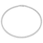 Swarovski collie Matrix Tennis necklace, Round cut, White, Rhodium plated - 5681796