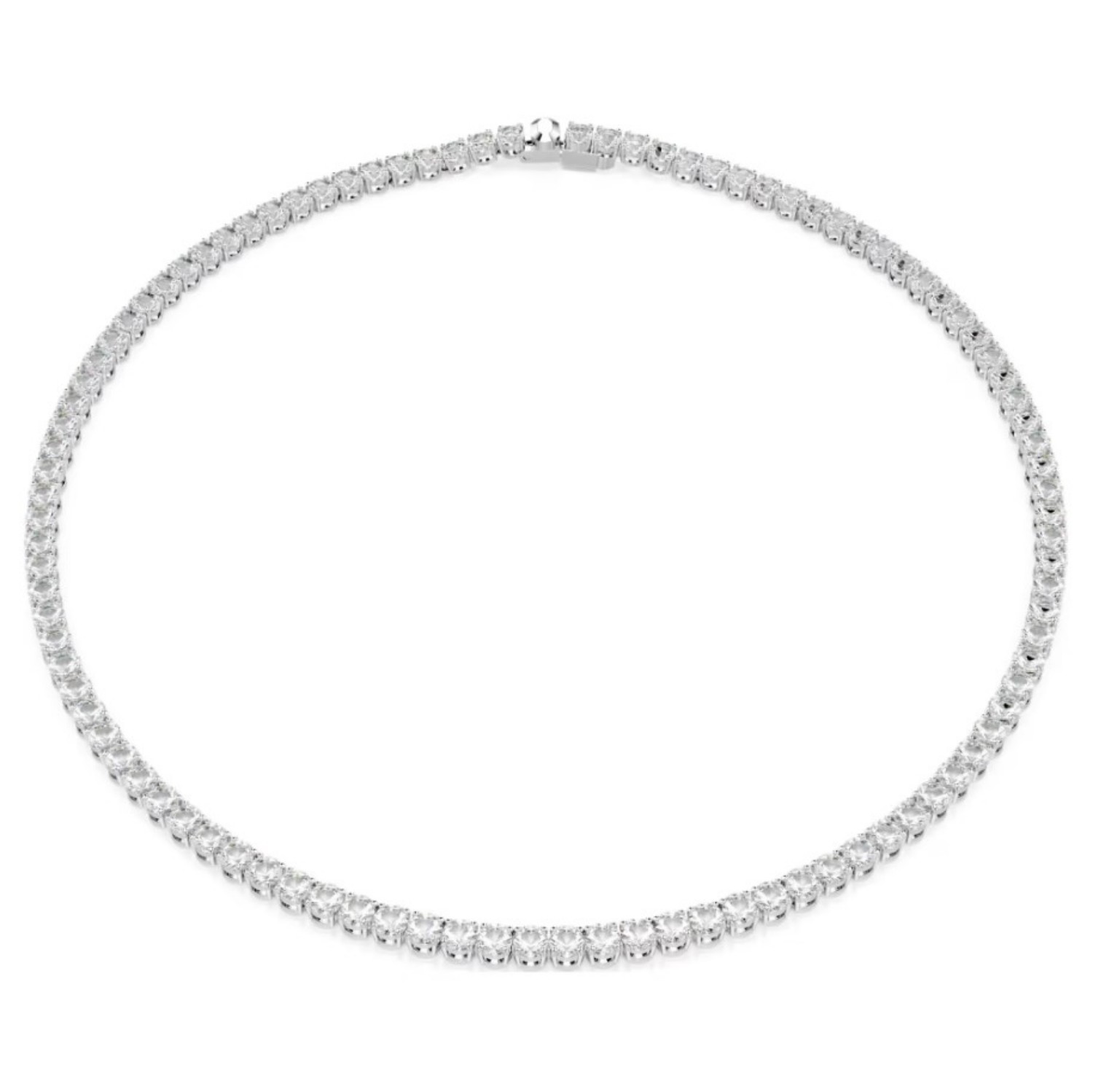 Swarovski collie Matrix Tennis necklace, Round cut, White, Rhodium plated - 5681796