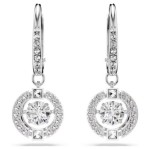 Swarovski øredobber Una drop earrings Round cut, White, Rhodium plated - 5504652