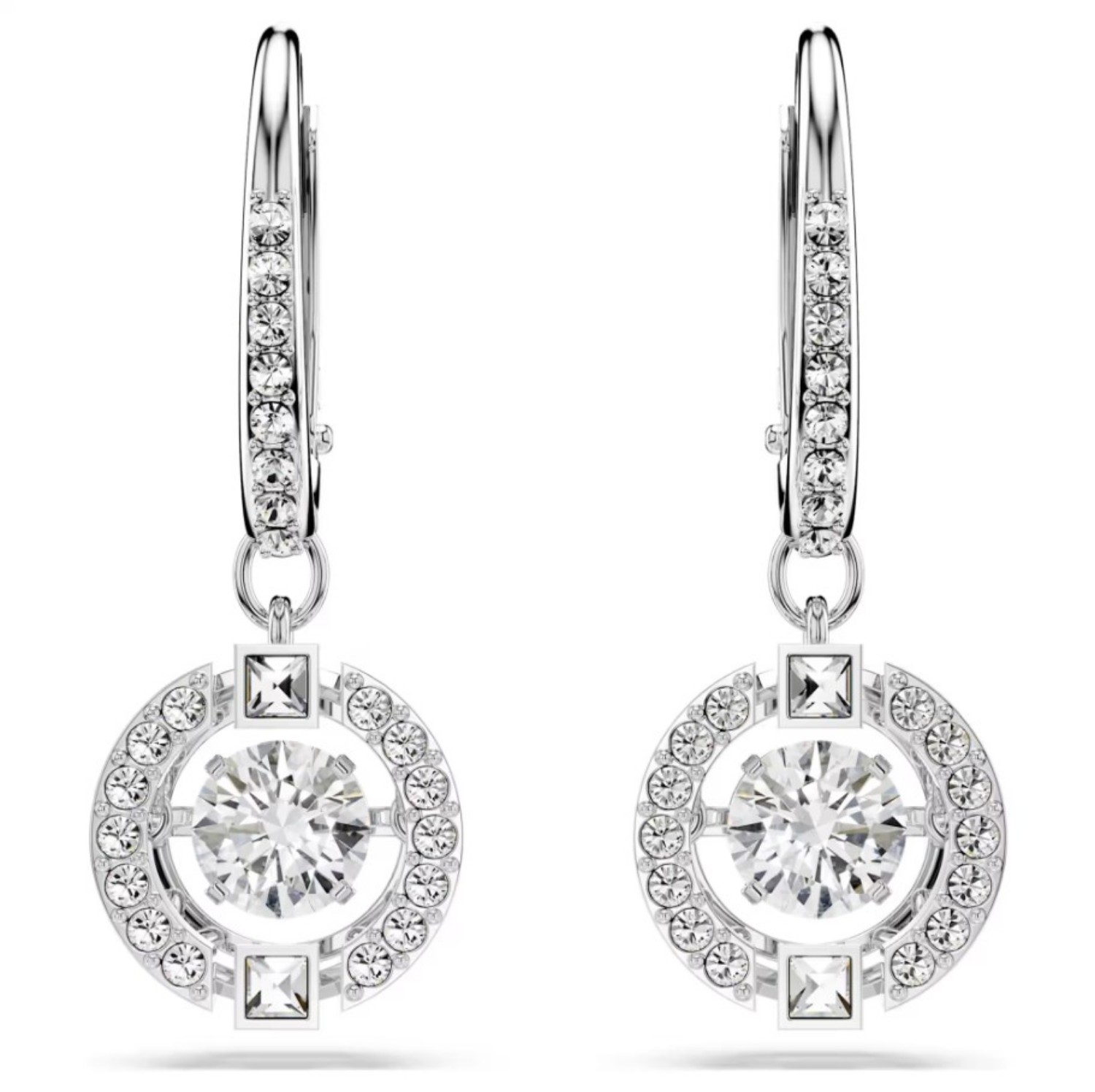 Swarovski øredobber Una drop earrings Round cut, White, Rhodium plated - 5504652