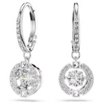 Swarovski øredobber Una drop earrings Round cut, White, Rhodium plated - 5504652