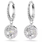 Swarovski øredobber Una drop earrings Round cut, White, Rhodium plated - 5504652