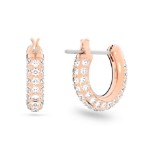 Swarovski øredobber Dextera små creoler med hvite krystaller i roségullfinish - 5446008