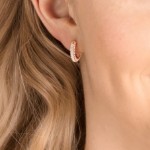 Swarovski øredobber Dextera små creoler med hvite krystaller i roségullfinish - 5446008