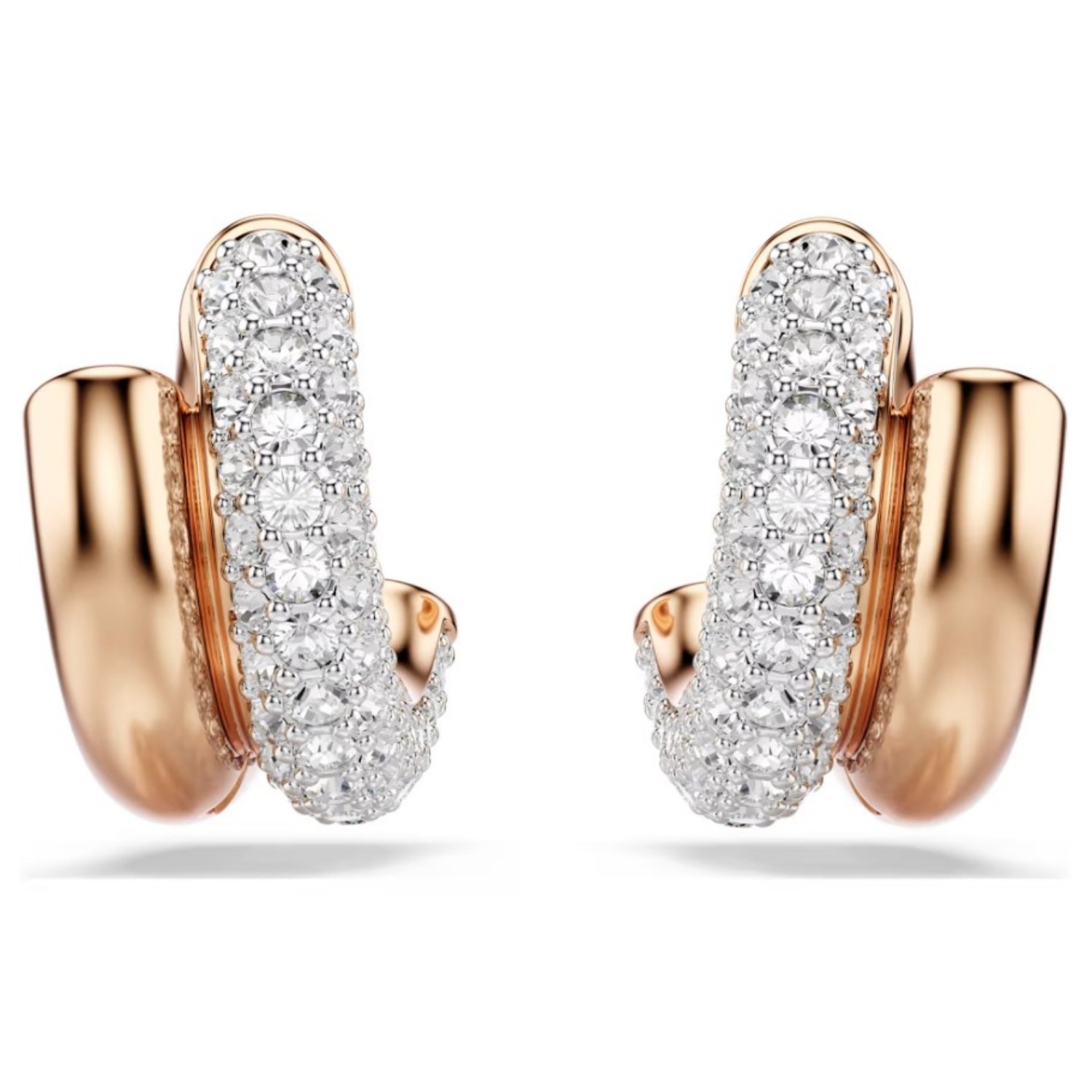 Swarovski øredobber Dextera hoop earrings Round cut, Mini, White, Rose gold-tone plated - 5738198