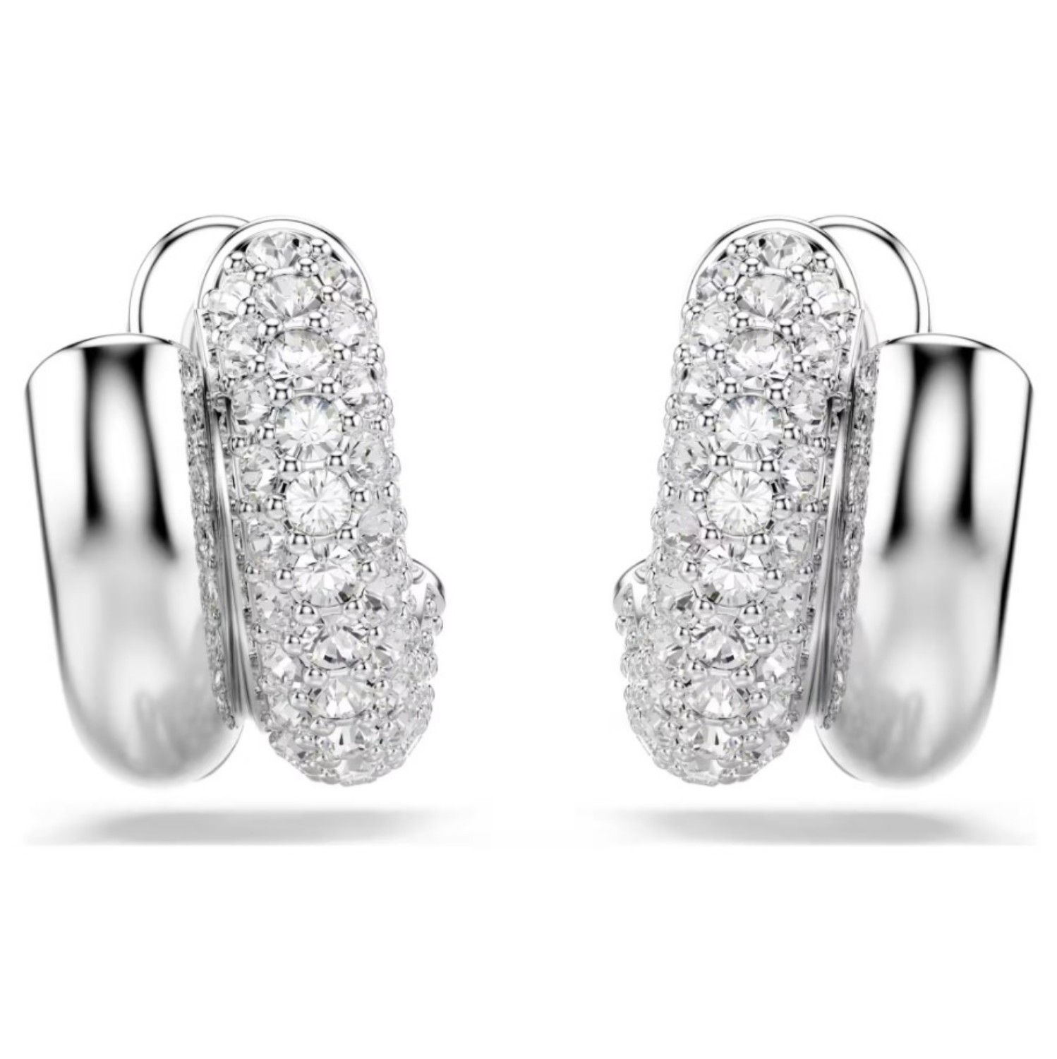 Swarovski øredobber Dextera hoop earrings Round cut, Mini, White, Rhodium plated - 5738197