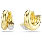 Swarovski øredobber Dextera hoop earrings Round cut, Mini, White, Gold-tone plated - 5740735