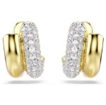 Swarovski øredobber Dextera hoop earrings Round cut, Mini, White, Gold-tone plated - 5740735