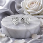 Swarovski øredobber Ariana Grande x Swarovski stud earrings Mixed cuts, Heart, White, Rhodium plated - 5720859