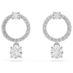 Swarovski øredobber Attract hoop earrings Round cut, White, Rhodium plated - 5563278