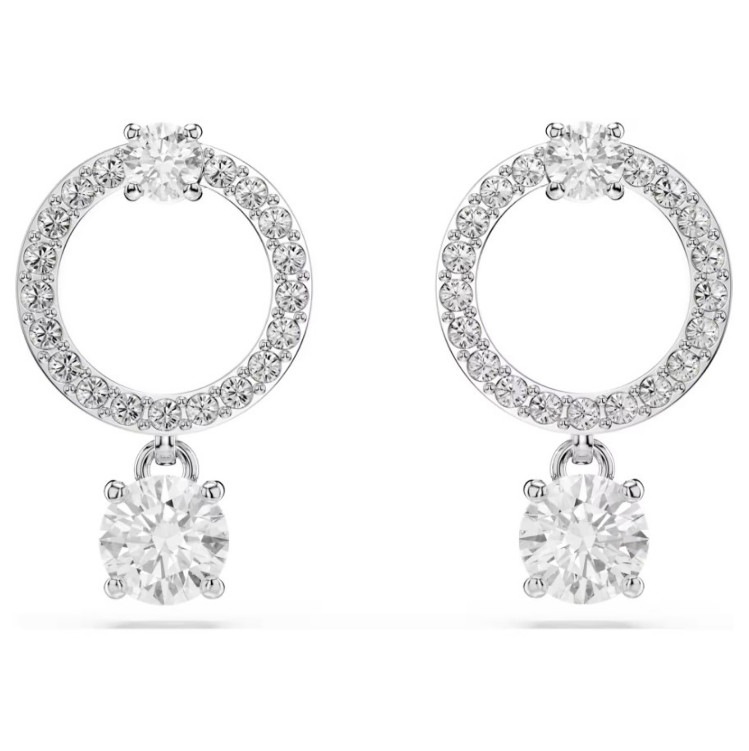 Swarovski øredobber Attract hoop earrings Round cut, White, Rhodium plated - 5563278