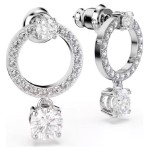 Swarovski øredobber Attract hoop earrings Round cut, White, Rhodium plated - 5563278
