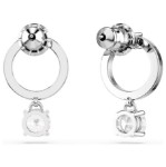 Swarovski øredobber Attract hoop earrings Round cut, White, Rhodium plated - 5563278
