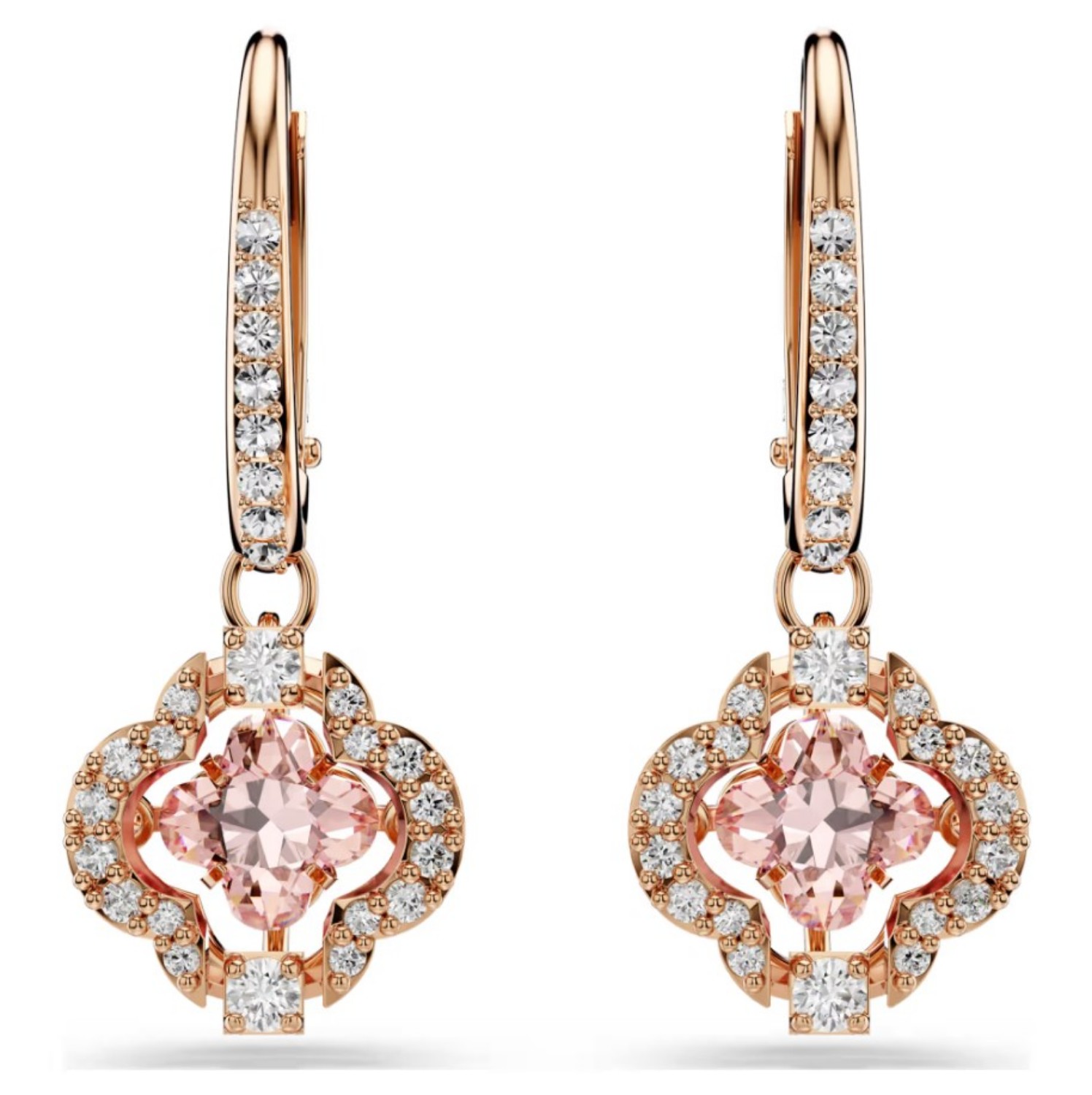 Swarovski Sparkling Dance Clover Pierced Earrings, Pink, Rose-gold tone plated øredobber - 5516477