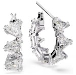 Swarovski øredobber Ortyx hoop Triangle cut, Small, White, Rhodium plated - 5632467