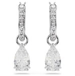 Swarovski øredobber Millenia hoop Pear cut, White, Rhodium plated