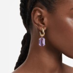 Swarovski øredobber Millenia drop earrings Octagon cut, Purple, Gold-tone plated - 5694784