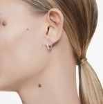 Swarovski øredobber Matrix hoop earrings Round cut, White, Rhodium plated - 5690670