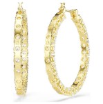 Swarovski øredobber Matrix hoop earrings Round cut, White, Gold-tone plated - 5750620