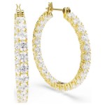 Swarovski øredobber Matrix hoop earrings Round cut, White, Gold-tone plated - 5750620