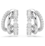 Swarovski øredobber Hyperbola hoop earrings Round cut, Mini, White, Rhodium plated - 5737110