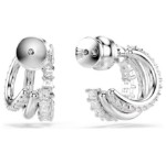 Swarovski øredobber Hyperbola hoop earrings Round cut, Mini, White, Rhodium plated - 5737110
