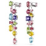 Swarovski øredobber Gema drop Asymmetrical design, Mixed cuts, Long, Multicolored, Rhodium plated - 5656417