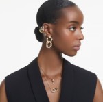 Swarovski øredobber Dextera hoop earrings Pavé, White, Gold-tone plated - 5636530