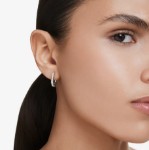 Swarovski øredobber Dextera hoop earrings Octagon shape, Round cut, White, Rhodium plated - 5724585