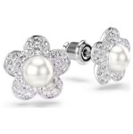 Swarovski øredobber Ariana Grande x Swarovski øredobber Krystallperle, Rundt slipt, Blomst, Hvit, Rhodiumbelagt - 5756098