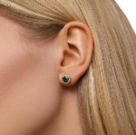 Swarovski øredobber Una stud, Round cut, Pavé, Green, Gold-tone plated - 5680562