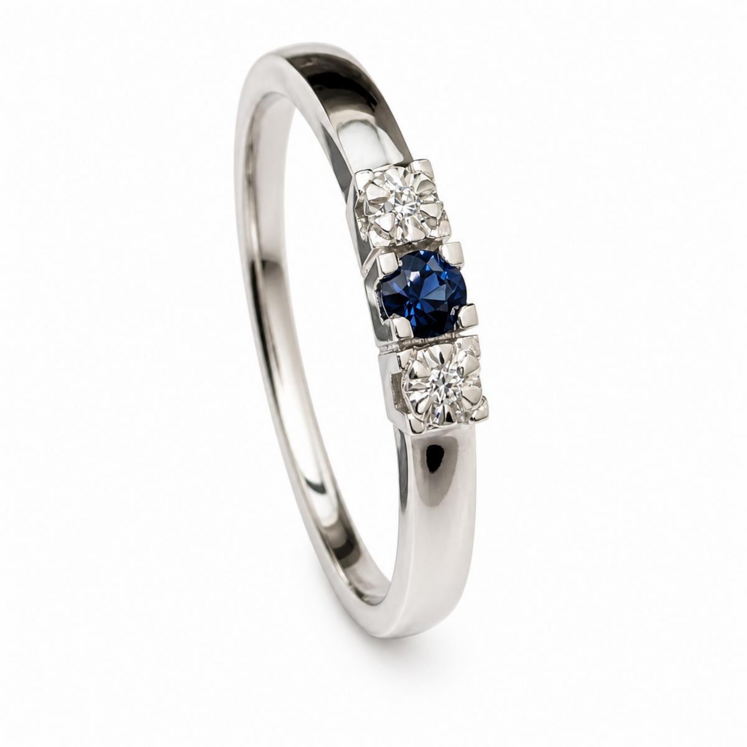 Gullring i 14kt med safir og diamanter 0.013 ct TW-Si - coc5000473hv