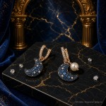 Swarovski øredobber Sublima drop Crystal pearl, Asymmetrical design, Moon, Multicolored, Rose gold-tone plated - 5671569