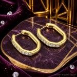 Swarovski øredobber Dextera hoop earrings Octagon shape, Round cut, White, Gold-tone plated - 5724584