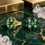 Swarovski øredobber Idyllia stud Clover, gult - 5666236