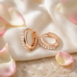 Swarovski øredobber Matrix hoop earrings Round cut, White, Rose gold-tone plated - 5690669