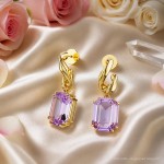 Swarovski øredobber Millenia drop earrings Octagon cut, Purple, Gold-tone plated - 5694784