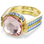 Swarovski Chroma ring Cushion cut, Multicolored, Gold-tone plated - 5692500