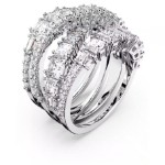 Swarovski Hyperbola ring Mixed cuts, White, Rhodium plated - 5584654