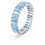 Swarovski Matrix ring, Baguette cut, Blue, Rhodium plated - 5661910