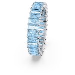 Swarovski Matrix ring, Baguette cut, Blue, Rhodium plated - 5661910