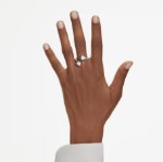 Swarovski Mesmera open ring Heart cut, Pavé, White, Rhodium plated